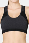 Vstar Cotton Sports Bra With Removable Padding - Charcoal Melge Black — thumbnail 4